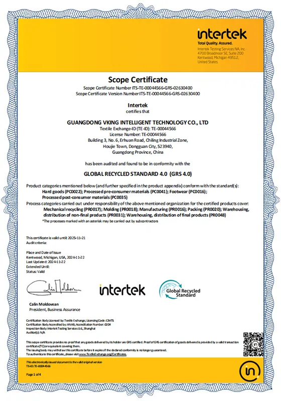 GRS CERTIFICATE